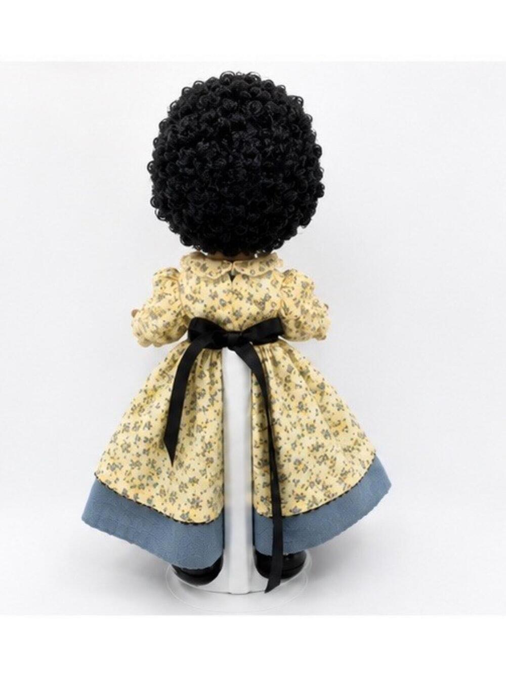 Vintage Maize Precious Moments Black Doll w/ Stand Blue Floral Dress - Picture 2 of 2